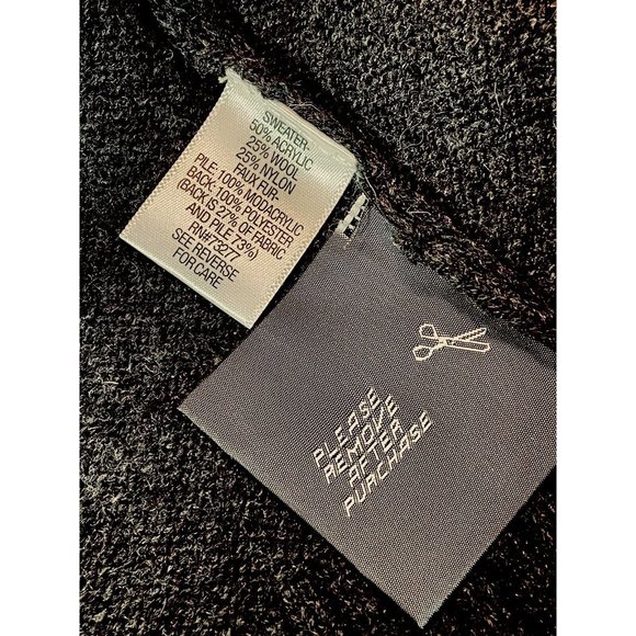 Simply Vera Vera Wang dark gray size XS cardigan sweater Plush Faux Fur - Picture 7 of 10